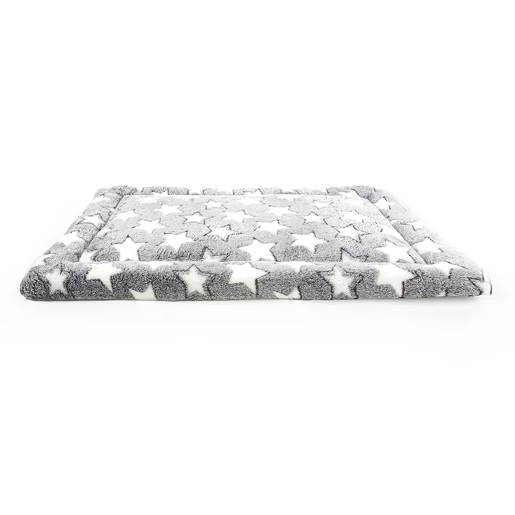 Tapis de lit ultra confortable gris étoiles pour animaux domestiques Matelas lavable pour chien Tapis de lit pour chenil