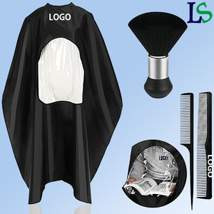 Cape de coiffeur personnalisée avec logo, imperméable, avec fenêtre transparente pour barbiers - Product Image 1