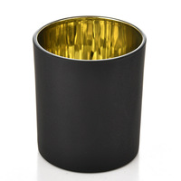 Stoples Lilin Hitam Putih Matte Elegan 10oz dengan Interior Berlapis Emas, Silinder 10oz untuk Pembuatan Lilin