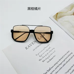 Plain large rim anti-blue light vintage glasses ins lower semi-rimless sun glasses for women street shot sunglasses