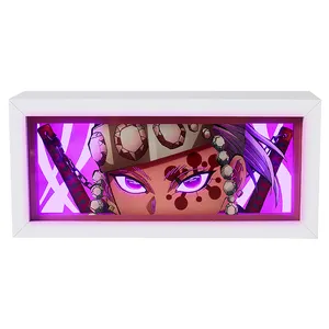악마 슬레이어 원피스 나루토스 RGB 7 색 라이트 박스 애니메이션 액션 피규어 드래곤 볼 사용자 정의 야간 조명 책상 램프 선물 아이템