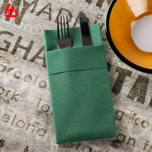 Serviettes de table en <span class=keywords><strong>papier</strong></span> Airlaid <span class=keywords><strong>vert</strong></span> émeraude personnalisées avec poche pour couverts - Product Image 2