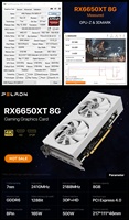 Harga grosir GPU AMD Radeon RX 6600 XT 8GB kartu grafis PC kipas ganda RX 6650 XT GDDR6 128-bit 8-pin kartu grafis untuk Gaming