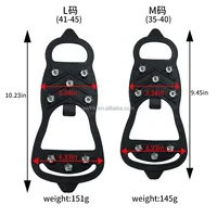 Crampons antidérapants portables pour chaussures de randonnée et d'alpinisme en PVC TPE avec semelle intermédiaire, 8 pointes, pour glace et neige, avec sac de transport en PE
