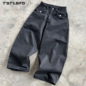 Set Jaket dan Celana Jeans Baggy Raw Denim Mewah Berkualitas Tinggi dengan Logo Custom, Gaya Streetwear, Motif Pemadam Kebakaran, dan Gesper Pengaman - Product Image 6