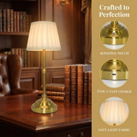 Lampe de table LED rechargeable avec commande tactile, abat-jour en PVC, lumière d'ambiance décorative pour chambre à coucher, restaurant, décoration intérieure, cadeau