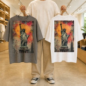2026 Summer New Arrival Men's Oversized Character Print Crew Neck Short Sleeve Knitted 100% Cotton Hip Hop <strong>T</strong>-<strong>Shirt</strong> Eco-Friendly - Product Image 2