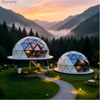 Dôme géodésique de luxe en aluminium chinois, capsule de villégiature, villa préfabriquée avec salle de bain extérieure, hôtel de glamping toutes saisons 6x6x6m, garantie 3 ans