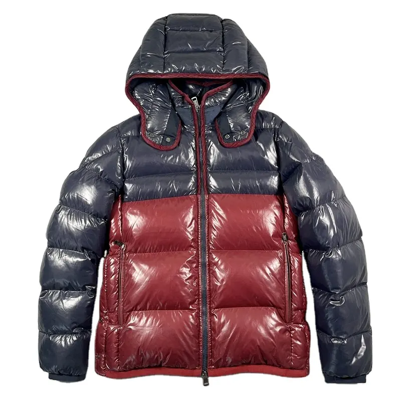 2023 Canada-Style Padded Parka Men Custom Shiny Goose Puffer Jacket Nylon Shell Wholesale Plus Size Outdoor Winter Coats Hooded