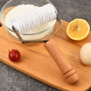 Wooden-Handled Foldable Disposable Metal Pizza Rolling Scribing Tool Divider Multi-Purpose Dough Cutter - Product Image 2