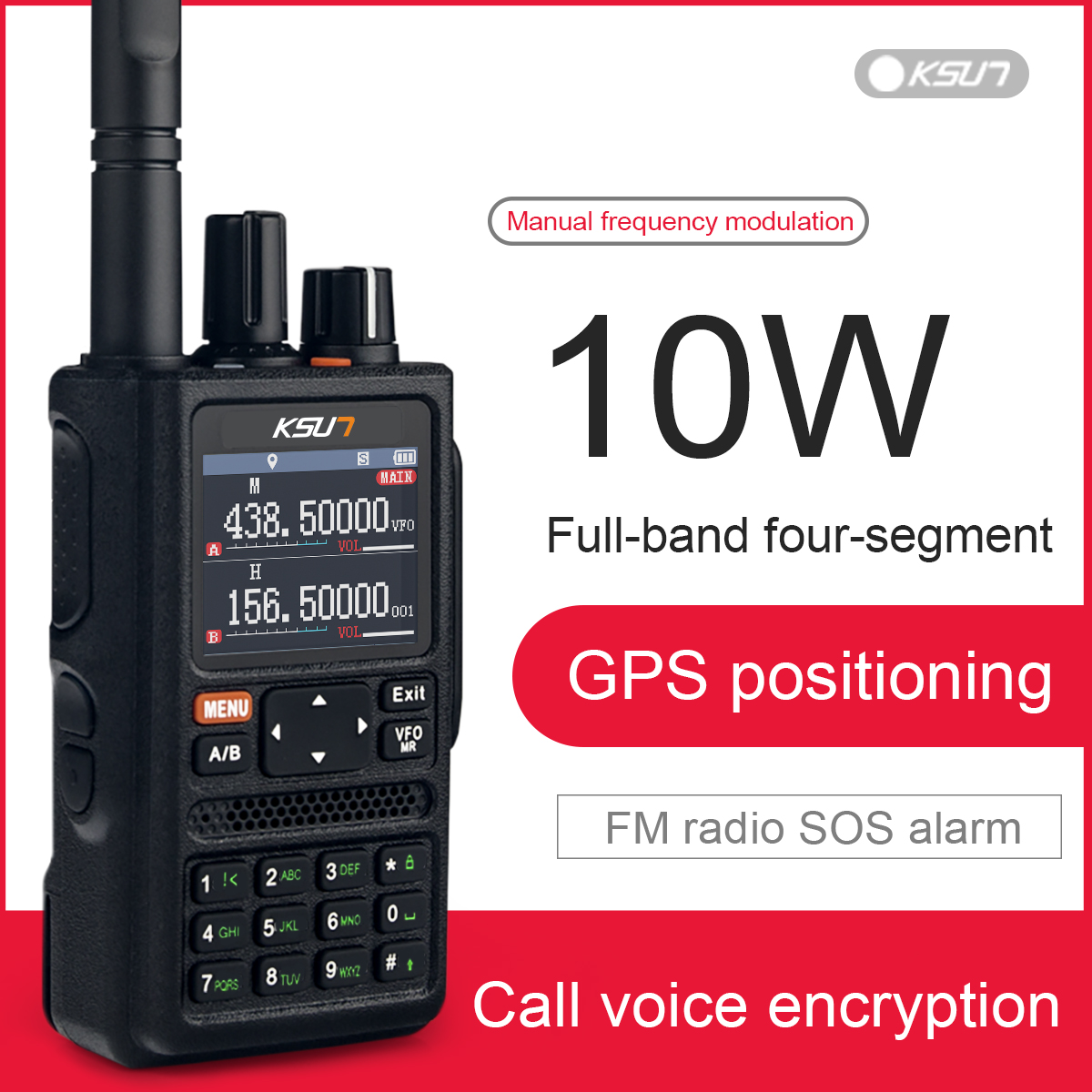 KSUN X-UV98D 10W GPS FM Walkie-Talkie - Full Band Two Way Radio