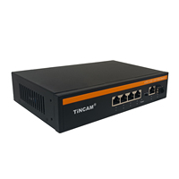 TINCAM Interruptor POE para exteriores 100M 4 puertos POE y 1000M 1RJ45 Uplink y 1SFP para sistema CCTV Interruptor DE ACCESO POE para cámara IP