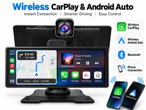 Reproductor Multimedia Portátil con Pantalla Táctil IPS HD de 10.26 Pulgadas, USB, Apple CarPlay Inalámbrico, Android Auto, Grabación en Bucle DVR, Mirror Link - Product Image 2