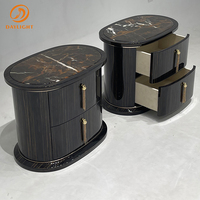 Fabricant de socles de tiroir en bois nordique moderne table de chevet de chambre à coucher table de chevet en marbre table de chevet ovale noir