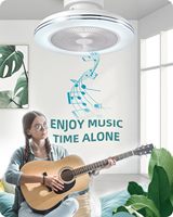 Ventilateur de plafond encastré à profil bas RGB de 20 pouces avec lumière, haut-parleur Bluetooth, 6 vitesses réversibles pour chambre à coucher, bureau