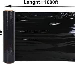 Huamaohengchun Paquete de 4 Rollos de Envoltura Elástica de HDPE de 18" x 1000' Calibre 80, Autoadhesivos, Grado Alimenticio, Alta Resistencia a la Tracción, Negros - Product Image 6