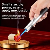 Briquet à butane métallique multifonctionnel portatif, à flamme unique, coupe-vent, de type court, pratique pour le camping, le barbecue, la brasserie et l'extérieur