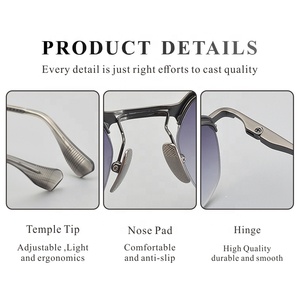 Gafas de sol cuadradas de titanio con medio marco grande, logotipo privado personalizado, gafas de sol con marco ancho para hombres, alta calidad - Product Image 3