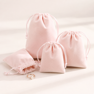 Luxury Small Velvet Jewelry <b>Pouch</b> Custom Logo <b>Drawstring</b> Bag for Rings Earrings Necklaces and Gemstone Storage - Product Image 1