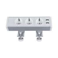3 Outlet Desk Clamp Power Strip, Desk Mount USB Charging Power Station, Removable Desktop Power Center Plugs Output