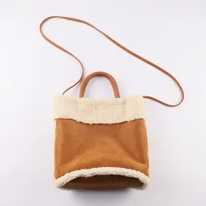 Bolsa de transporte de camurça de cordeiro crossbody bolsa elegante outono e inverno personalizável