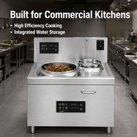 Cuisinière à wok électrique professionnelle à tête unique en acier inoxydable avec contrôle numérique pour cuisine de restaurant