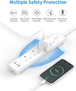 Anh mở rộng chì với khe cắm USB, 4 cách ổ cắm cắm mở rộng với 2 Meter mở rộng dây Switched <span class=keywords><strong>Power</strong></span> Strip cho nhà văn phòng - Product Image 5