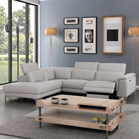 Canapé d'angle carré moderne inclinable en cuir véritable blanc pour chambre à coucher avec pieds en métal
