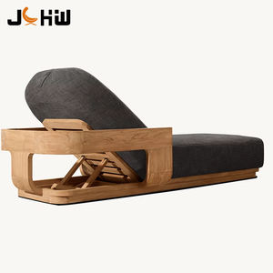 Meubles de patio en bois de teck hôtel terrasse chaise longue extérieur lit de repos tous temps teck <span class=keywords><strong>jardin</strong></span> piscine plage chaise longue avec coussins - Product Image 4