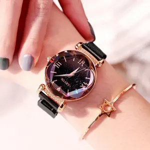 Relógio feminino de alta moda, conjunto de presente, feminino, estrelado, relógio mecânico