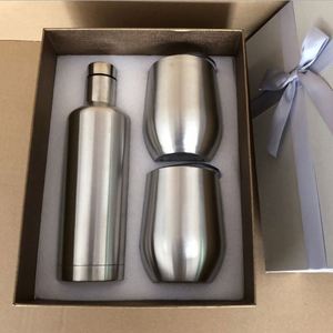 Wholesale Wine Tumbler Sets 17oz Double <b>Wall</b> Stainless Steel Insulated Wine Glass Bottle and 12oz 350ml Wine Tumbler Gift Set - Product Image 2