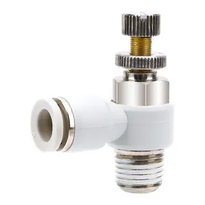 Air Flow Regulating Male Speed Controller Pneumatic Fittings / External Thread Throttle Valve