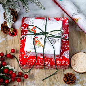 Burymento Christmas <b>Wrapping</b> <b>Paper</b> 17 In X 32.8 Ft Reversible Red <b>White</b> Design For Gift Craft Packaging - Product Image 6