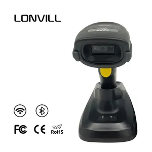 China Leverancier 2.4G Wifi Draadloze Handsfree Qr Code Lezer Handheld Draadloze Barcode Scanner Met Standaard