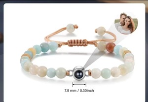 Venta al por mayor de acero inoxidable, <span class=keywords><strong>pulsera</strong></span> de cuentas para parejas, 100 idiomas, pulseras con dijes de proyección fotográfica 'I Love You' para hombres y mujeres - Product Image 2