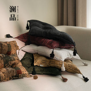 MISSLAPIN Sala de estar Retro Terciopelo Bordado Terciopelo antiguo Borla Cojines Silla Cojín Oficina Butt Cojín - Product Image 4