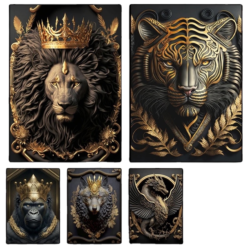 Tigre Besta rei pintura de diamantes sala DIY cruz bordada animal pintura decorativa por números