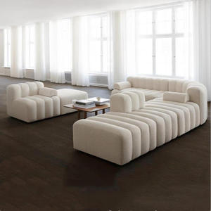 Canapé modulaire sectionnel blanc de style nordique pour salon, ensemble de canapés modernes italiens en bouclette pour la maison - Product Image 2