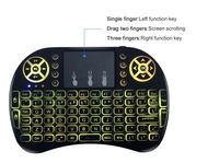 Keyboard Mini I8 Rii 2.4G Nirkabel dengan Lampu Latar, Air Mouse Touchpad I8