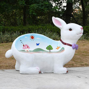 Joyful Bunny Modern Lounge Seat Durable UV-Resistant Fiberglass Waterproof Outdoor Dining <b>Seating</b> for Community Plazas - Product Image 2