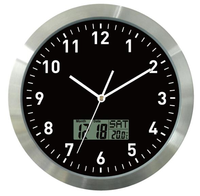 Xieno valanda — horloge murale de 12 pouces, cadre en aluminium, avec lecture numérique de Date, jour et température de la pièce