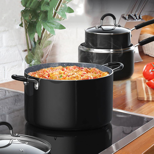 Ensemble de casseroles antiadhésives avec couvercles en verre, 8 pièces, en métal, revêtement céramique pour cuisinières à gaz et à induction - Product Image 6