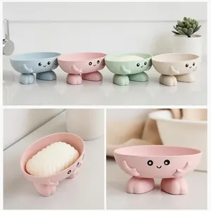 Cartoon Soap Box Smile Stereoscopic Hand Shape Bathroom Drain Soap Holder Portable Soap Dish Protect Case Bathroom Accessories - Product Image 2