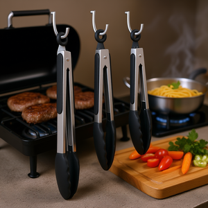 Pinces de cuisine en acier inoxydable avec embouts en silicone, résistantes à la chaleur jusqu'à 600°F, pour barbecue, salade, spaghetti, ustensiles de cuisine - Product Image 2