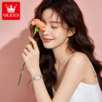 Montre à quartz OLEVS 5690 pour femme, élégante et mignonne, bracelet en acier inoxydable, étanche, simple, en stock, montre-bracelet décontractée