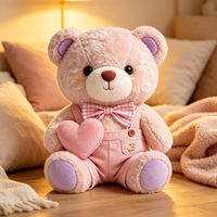Ours en peluche doux et mignon avec cœur et nœud, vente en gros, ours en peluche personnalisé pour enfants