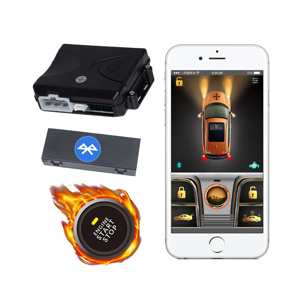 Прямая поставка, умная кнопка запуска и остановки KOL Cardot, Система бесключевого доступа Pke, цифровой ключ, управление через приложение, автомобильные сигналы