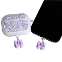 Bouchon anti-poussière en silicone mignon avec pendentif nœud papillon, pour port de charge Type C, Micro USB, Android, iPhone