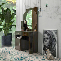 Coiffeuse moderne avec miroir, meuble de rangement, coiffeuse de maquillage, coiffeuse de chambre marron, Offre Spéciale
