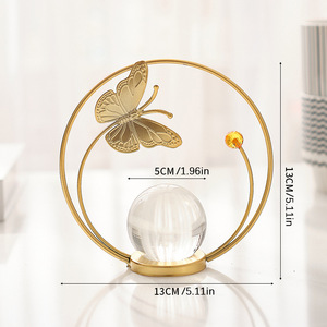 Meuble TV de style européen de luxe, créatif, en fonte de métal, plaqué or, ornements en boule de cristal, décoration de Noël pour la maison, salon - Product Image 6